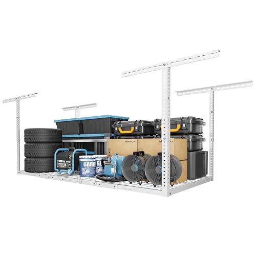 FLEXIMOUNTS 3x6 Overhead Garage Storage Adjustable Ceiling Rack 72" Length x 36" Width x 40" Height, 450lbs Weight Capacity, White, Classic Series