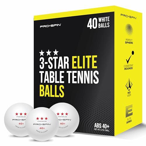 PRO-SPIN Ping Pong Balls - 3-Star Premium White Table Tennis Balls | High-Performance 40+ ABS Professional Quality (Competition Quality, 40-Pack)