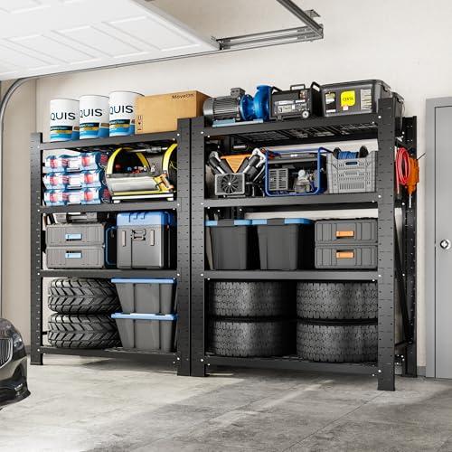 FLEXIMOUNTS 10000LBS 2 Pack Garage Shelving, 4-Tier Heavy Duty Shelving Unit, 23.6" D x 49.6" W x 71" H, Industrial Shelving, Adjustable Storage Shelves for Garage, Basement, Warehouse, Workshop
