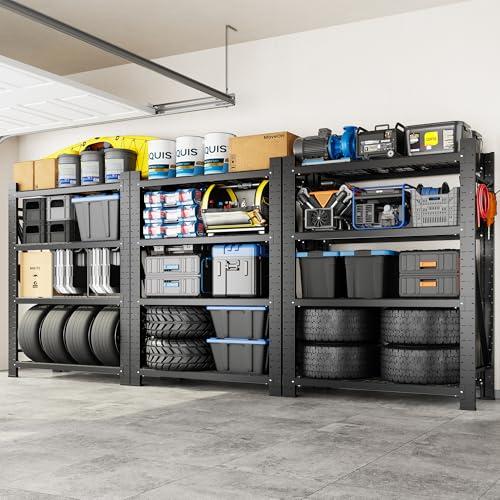 FLEXIMOUNTS 10000LBS 3 Pack Garage Shelving, 4-Tier Heavy Duty Shelving Unit, 23.6" D x 49.6" W x 71" H, Industrial Shelving, Adjustable Storage Shelves for Garage, Basement, Warehouse, Workshop