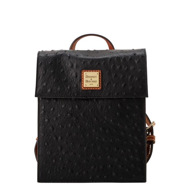 Dooney & Bourke Women's Ostrich Leather Backpack in Black Brandy