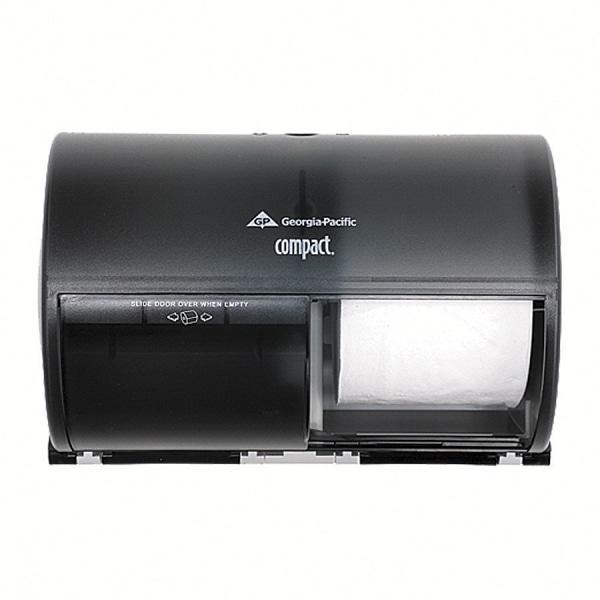 Compact® by GP PRO, 2-Roll Side-by-Side Coreless High-Capacity Toilet Paper Dispenser, 56784A, 10.12" x 6.75" x 7.12", Black, 1 Dispenser