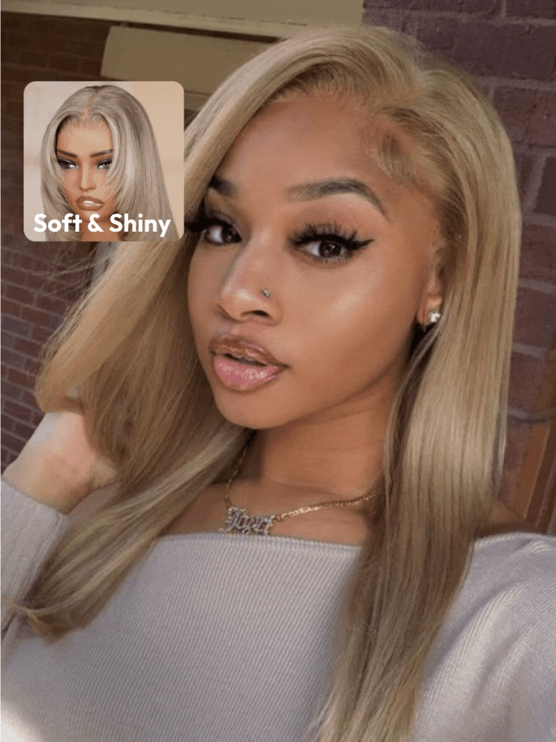 Bye-Bye Knots Wig 7x5 Lace Blonde with Brown Root Straight Bob Wig 150% Density