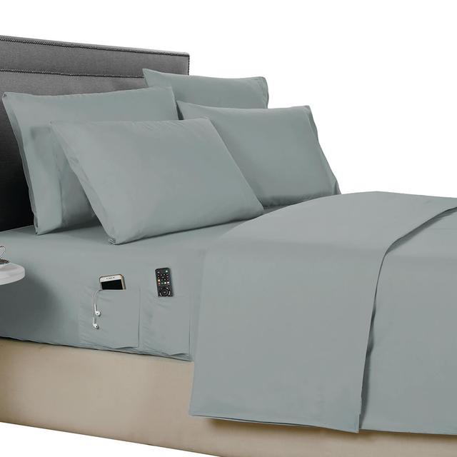 Kathy Ireland® Smart Pocket 6 pc Sheet Set-Silver-King