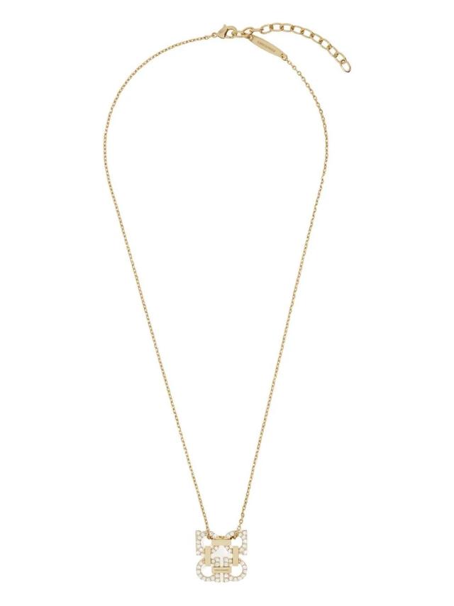 FERRAGAMO Four Gancini Pendant Necklace With Crystals