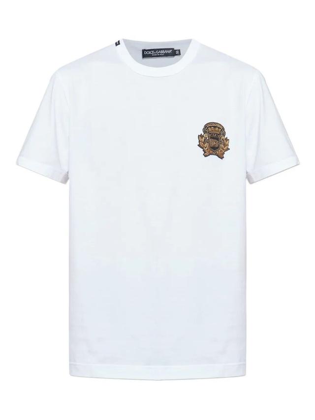 DOLCE & GABBANA Cotton T-Shirt With Emblem Patch