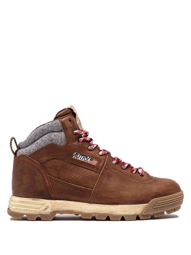 AUTRY Malga Boots In Leather And Grey Fabric
