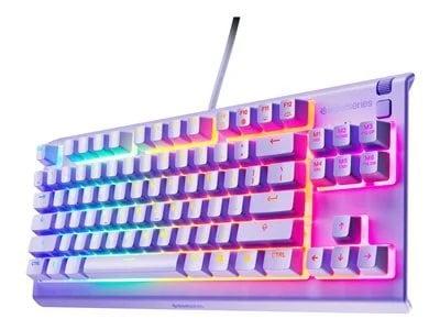 SteelSeries Apex 3 TKL Wired Membrane Whisper Quiet Switch Gaming Keyboard 8 zone RGB Backlighting - Lavender