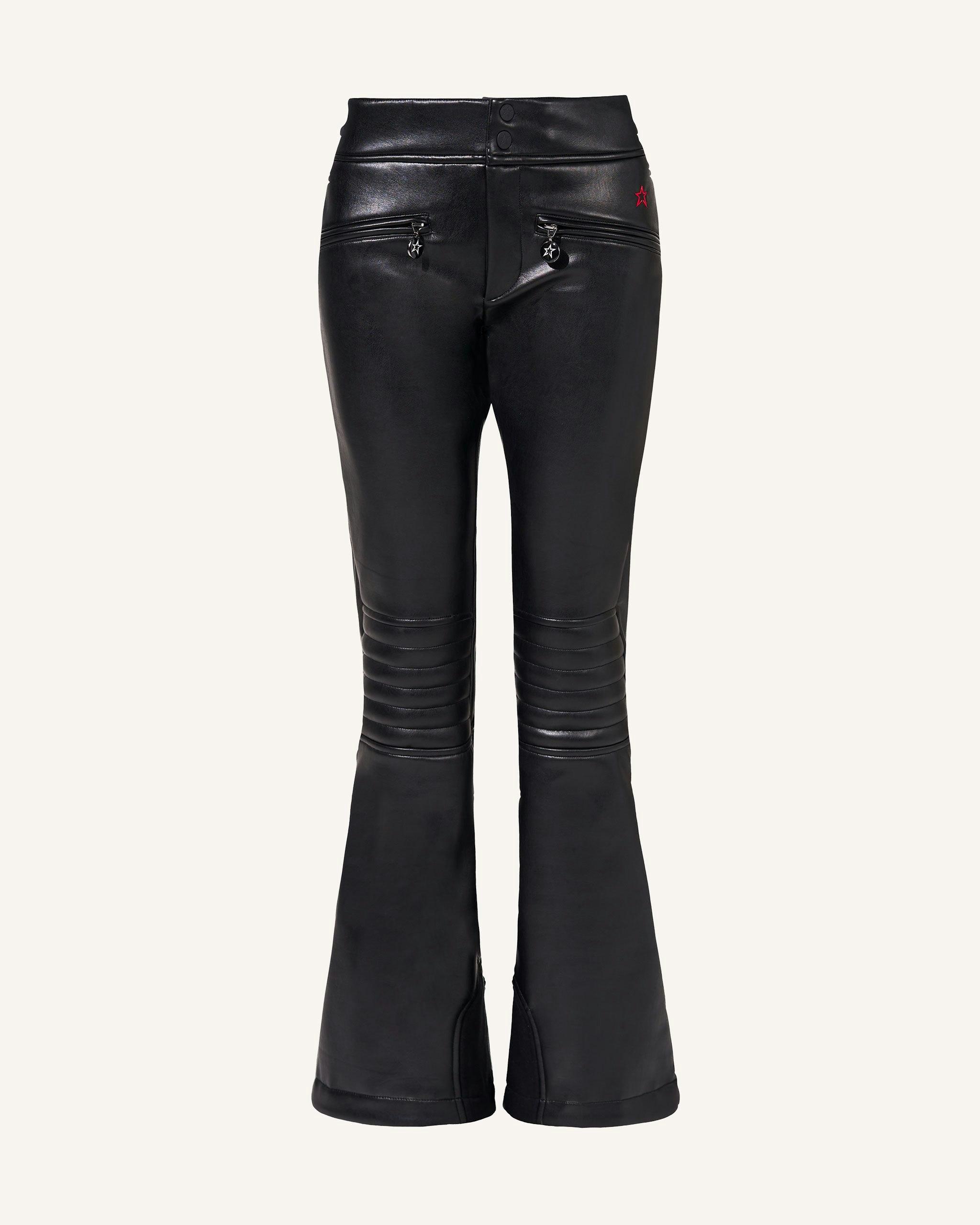 Perfect Moment Women's Vegan Leather Mid-Rise Aurora Ski Pant, Ski Pants, Black (Faux Leather), M