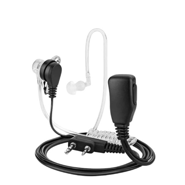 Home Collection - 2-Pin PTT Walkie Talkie Earpiece Headset FBI-Style Acoustic Tube Mic for BAOFENG UV-5R - Black