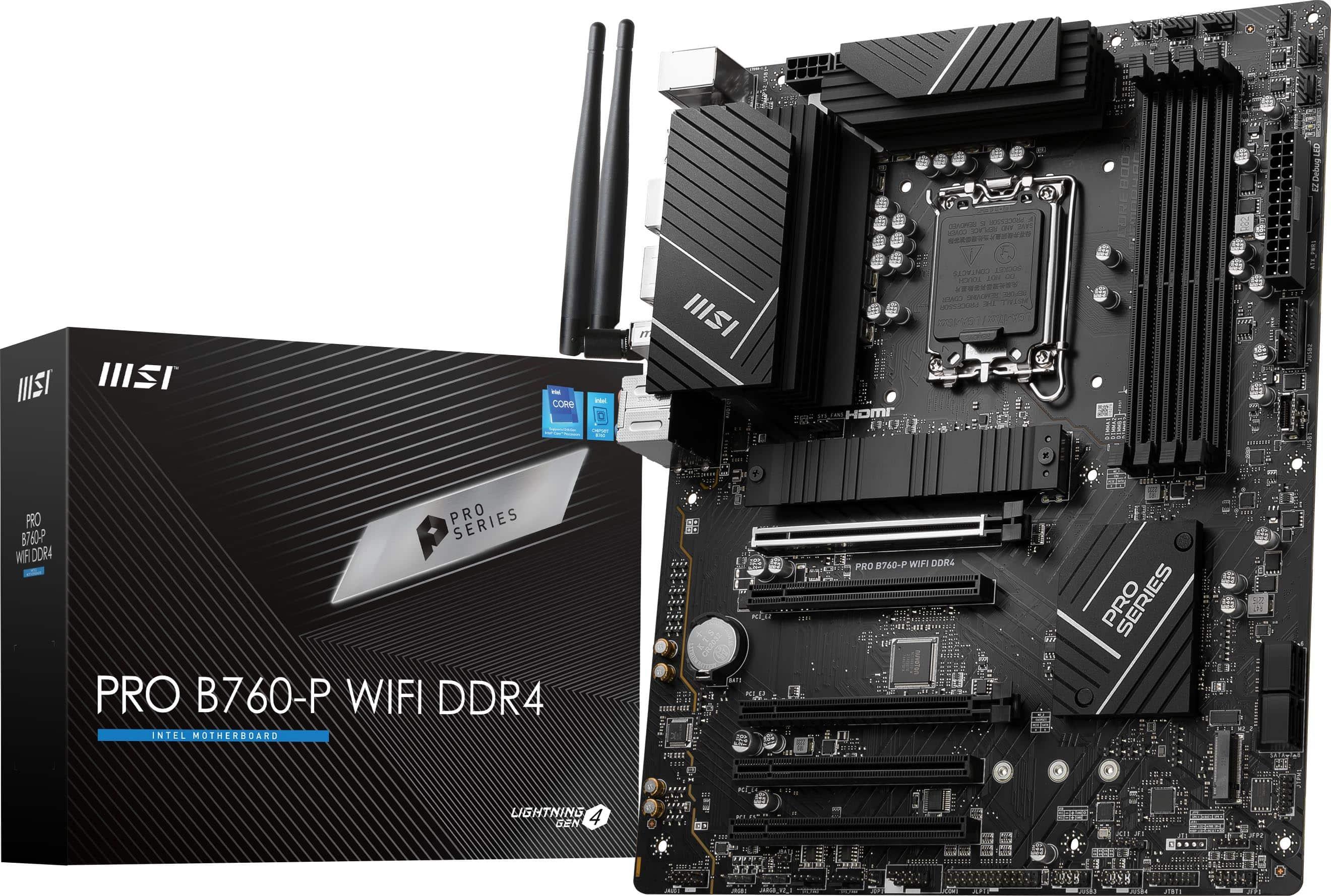 MSI - PRO B760-P WIFI DDR4 (Socket 1700) USB 3.2 Intel Motherboard - Black