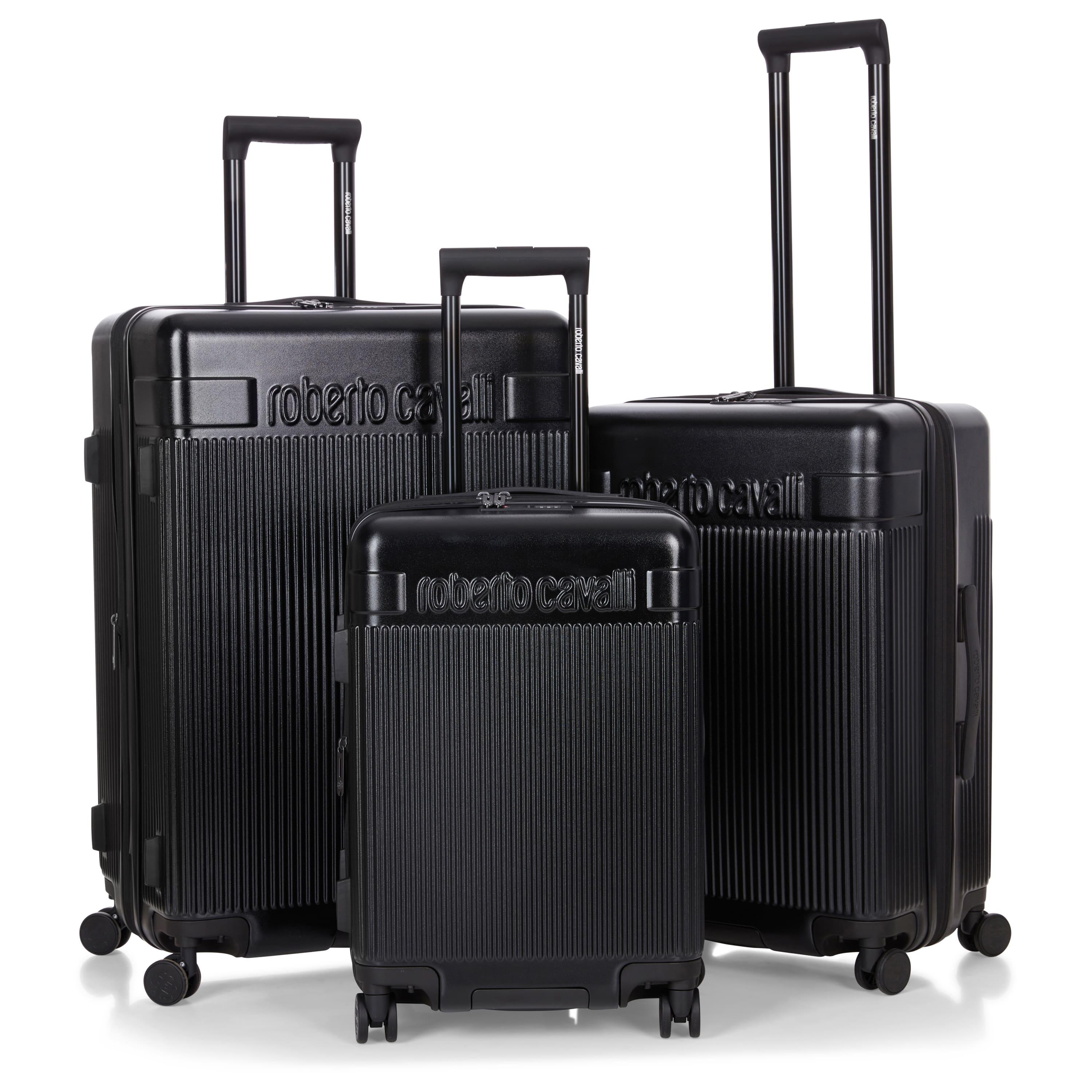 Roberto Cavalli - 3 Piece Luggage Set with Expandable Hard Shell & 8 Spinner Wheels - Black