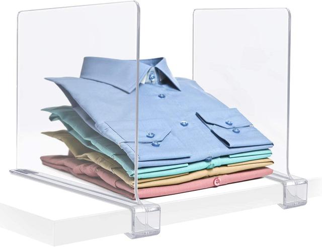 Sorbus - 2 Pack Acrylic Shelf Dividers for Shelves, Great Organizer for Clothes, Linens, Purse Separators - Clear