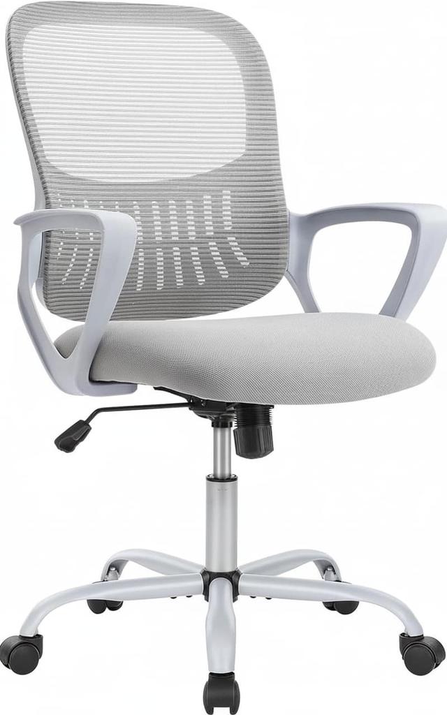 AOITUN - Ergonomic Office Chair, Mid Back Mesh Desk Chair with Lumbar Support for Home Office - Gray
