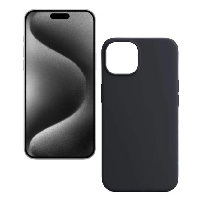 Qixxronics - Phone Cover for iPhone 15 Pro Silicone Case Shockproof Slim Design Phone Case Cover - Black