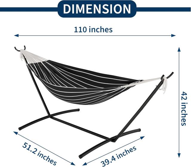 GARVEE - Double Portable Hammock with Stand, 450 LB Capacity with Carry Bag