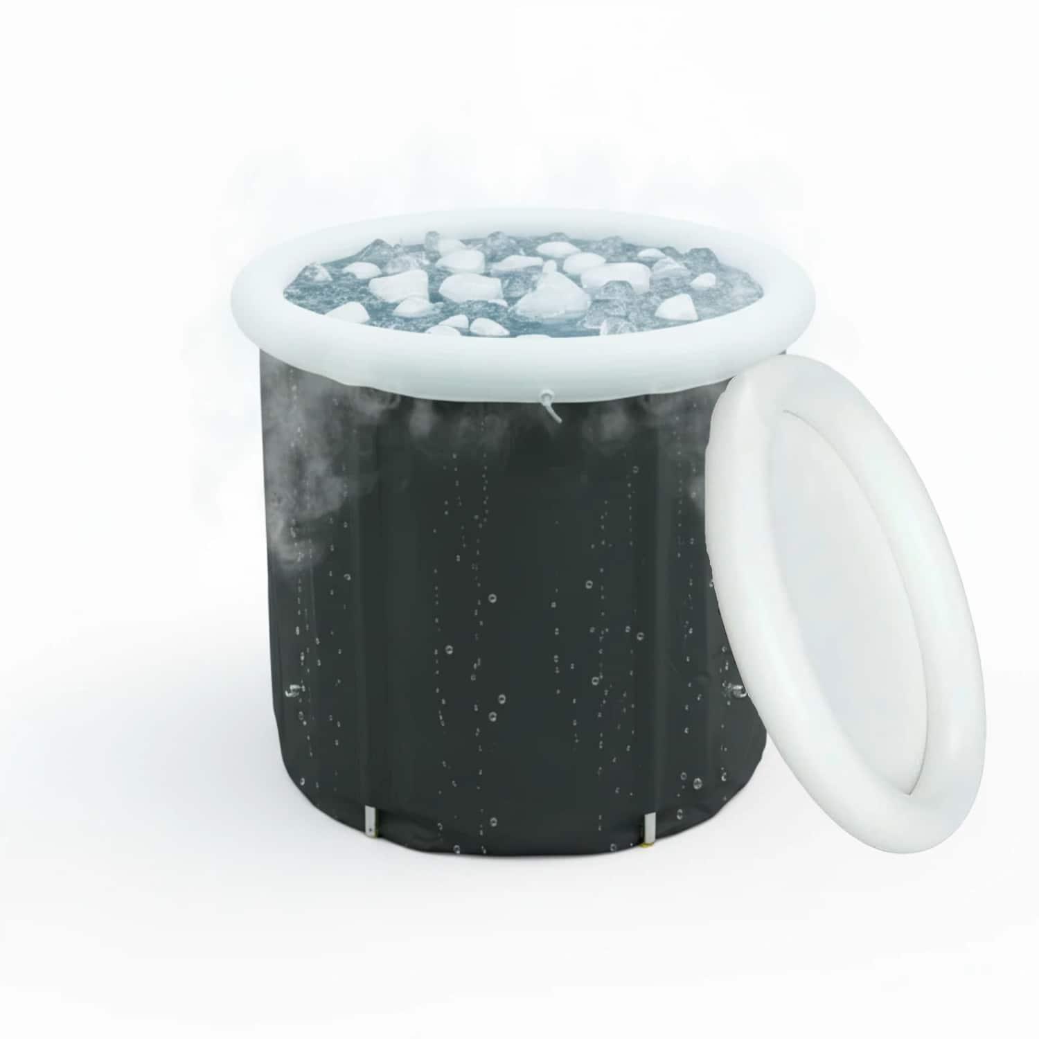 AOITUN - Foldable Ice Bath Tub compatible with Water Chillers, Portable Cold Plunge with Cover for Athletes and Adult - Black