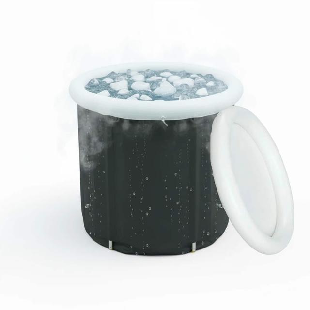 AOITUN - Foldable Ice Bath Tub compatible with Water Chillers, Portable Cold Plunge with Cover for Athletes and Adult - Black