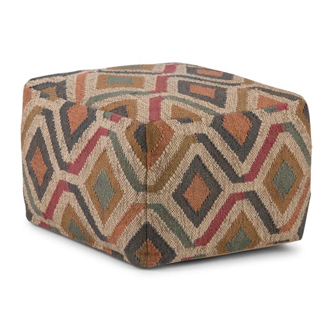 TinyHomie - Johanna - Square Pouf - Multi-Color - Red