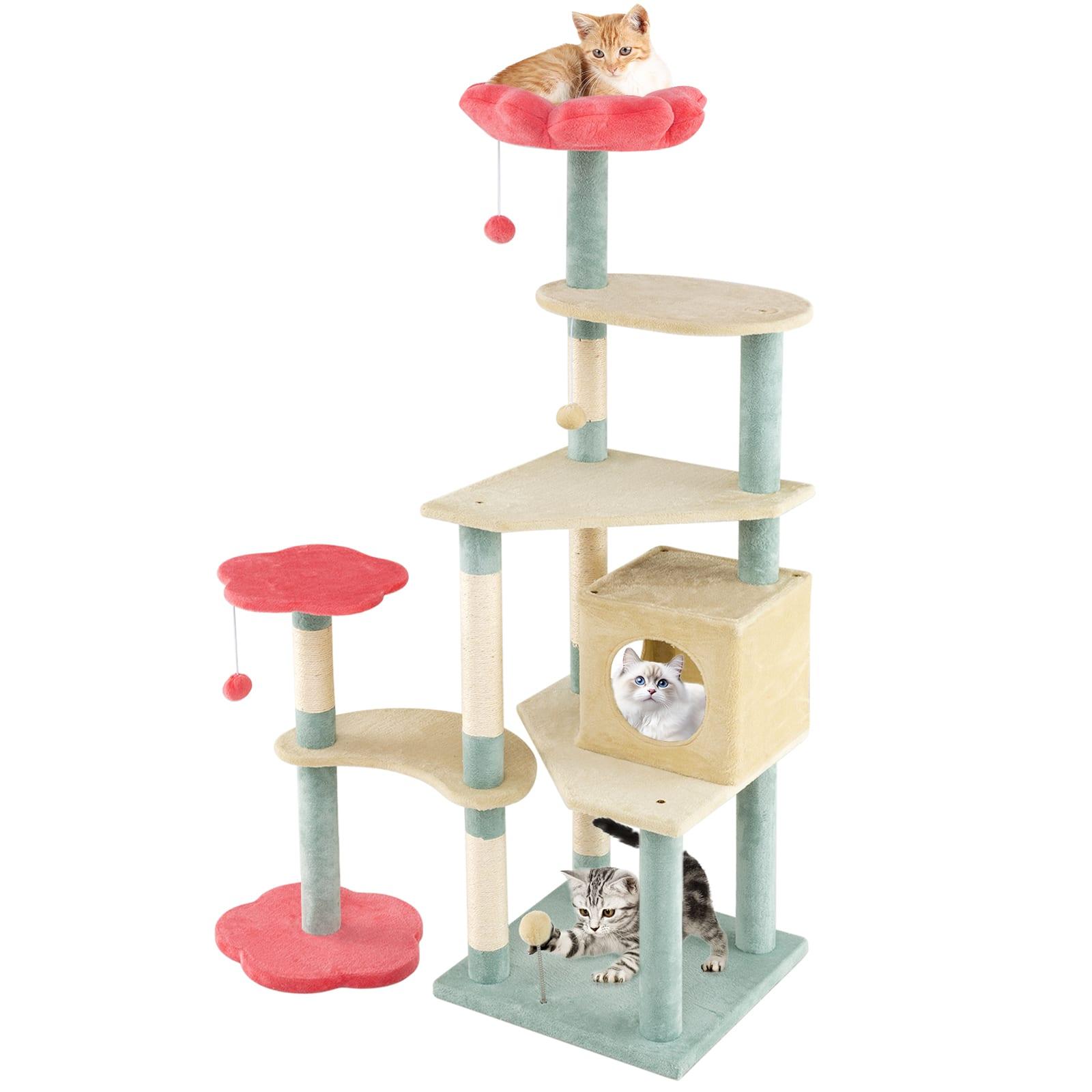 Gymax - Flower Cat Tree w/Cosy Condo Sisal Scratching Posts Padded Flower-shaped Perch