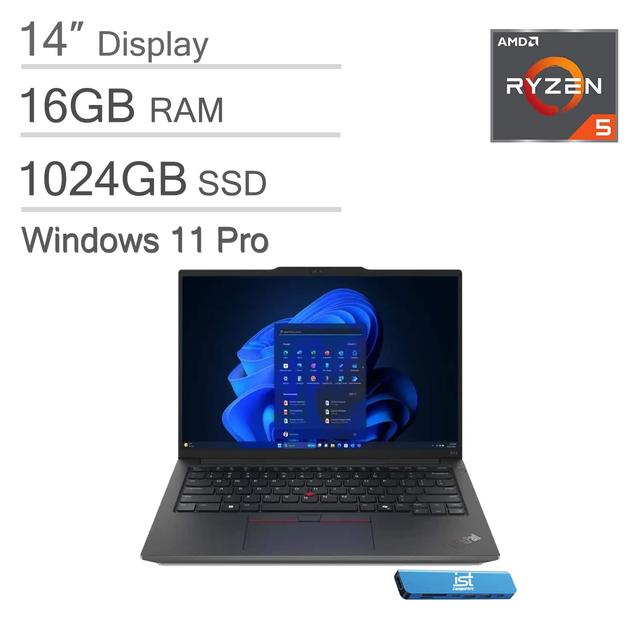 Lenovo - ThinkPad E14 Gen 6 14" WUXGA Laptop - AMD Ryzen 5 With 16GB DDR5 Memory - 1TB SSD - Windows 11 Pro - Black