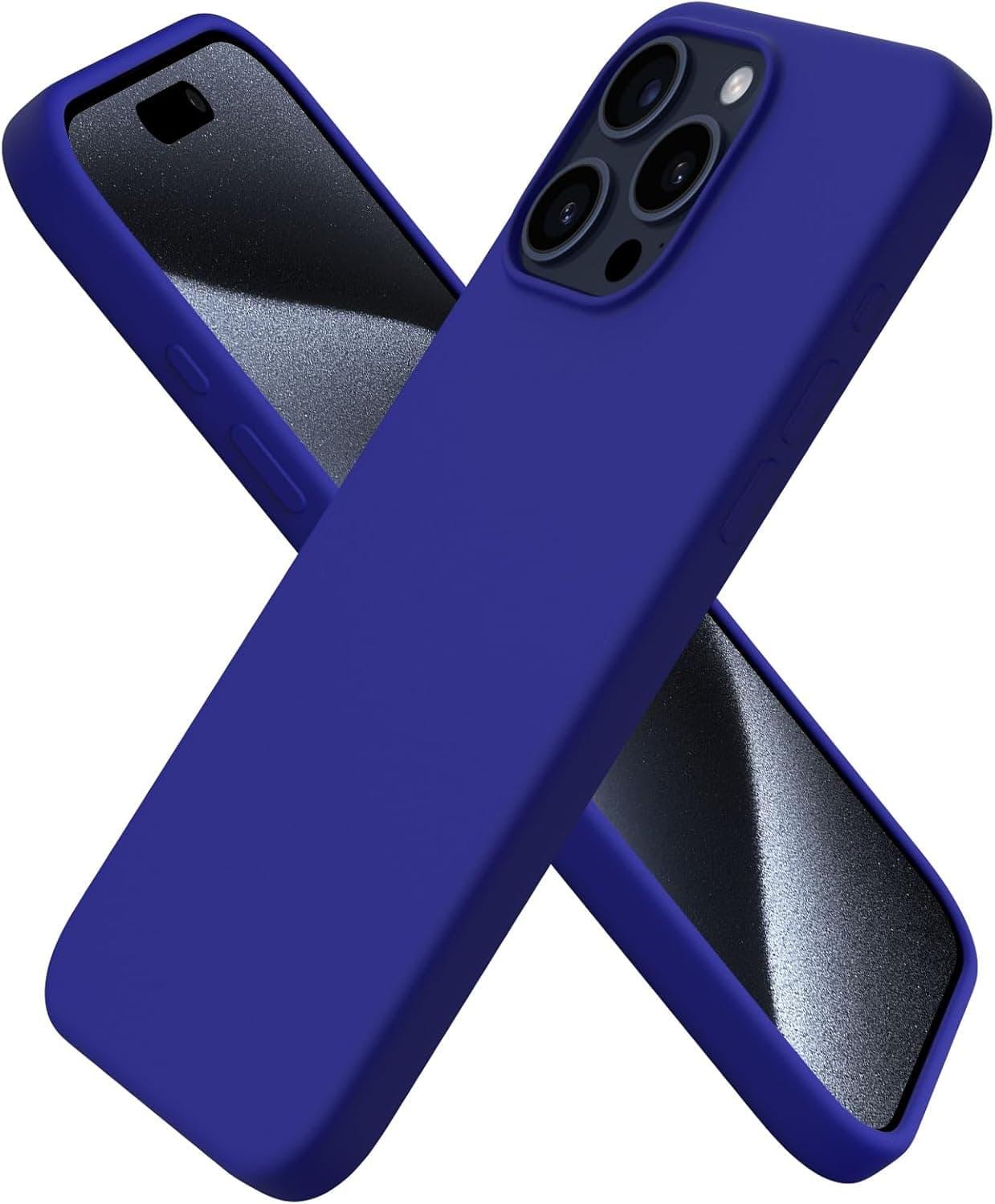 Ornarto - Compatible with iPhone 15 Pro Max Case 6.7", Slim Liquid Silicone Full Covered Protective Cover - Klein Blue