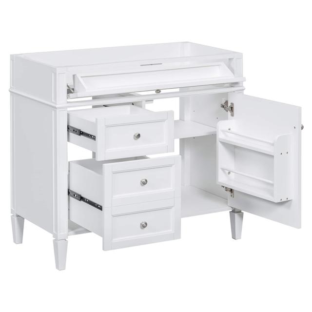 Tiramisubest - 36"Bathroom Vanity without Top Sink,Modern Bathroom Storage Cabinet with 2 Drawers and a Tip-out Drawer,Solid Wood Frame - White
