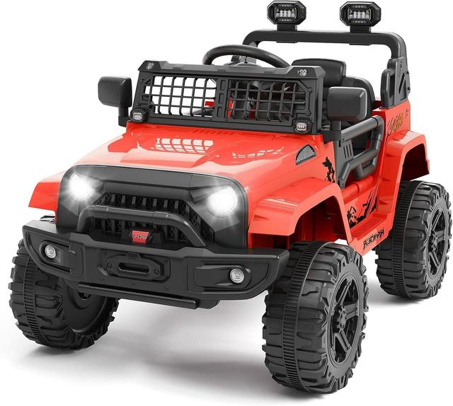 GARVEE - 12V Ride on Toys, Electric Car with Remote Control,Ride on Car w/ 4-Wheeler Suspension, 3 Speeds, Led Lights - Red
