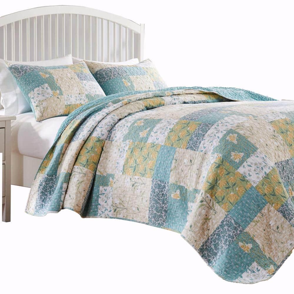 Greenland Home Fashions - Evangeline Luxurious Comfortable 3 Pieces Quilt Set Full/Queen - Mist