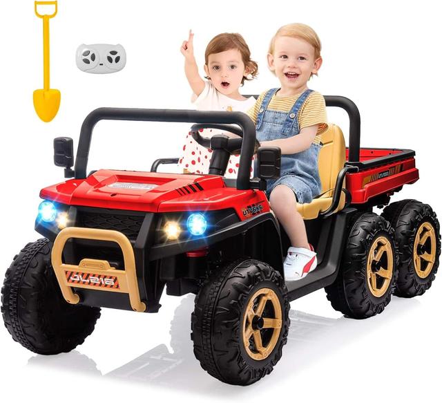 Homhougo - 24 Volt Kids Utv Ride On Truck with Electric Dump Bed, 2 Seater Ride On Dump Truck Car for Kids with Parent Remote - Red