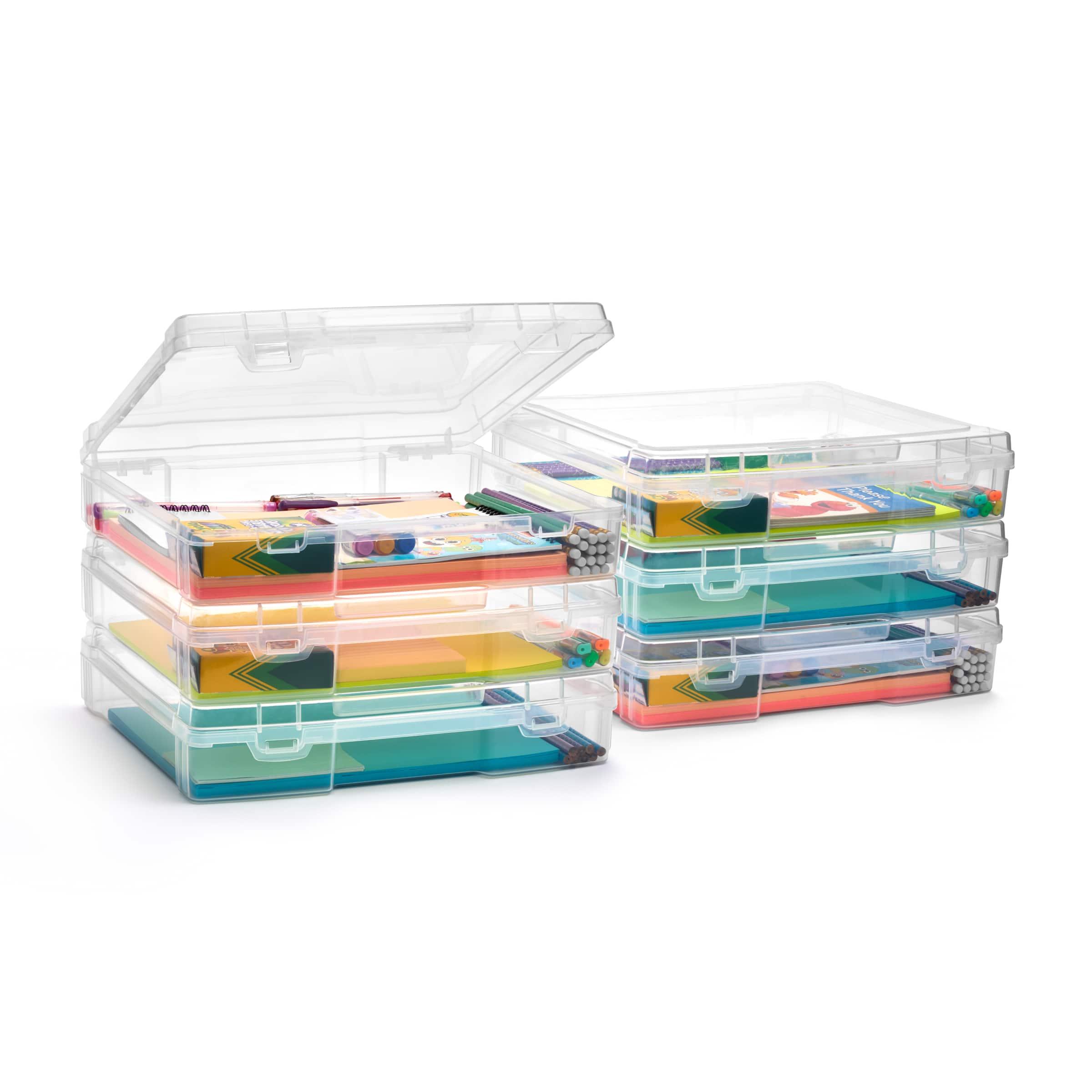 Sorbus - Art Supplies Storage Containers, Wide Stackable Storage Box with Snap-Tight Closures, Made in the USA - Clear