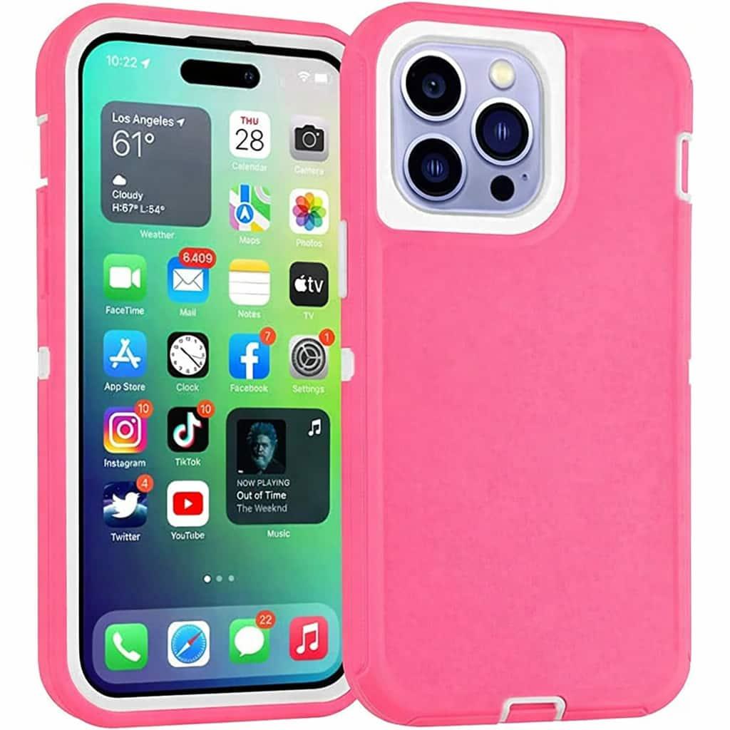 Entronix - Heavy Duty Phone Case for iPhone 15 Pro Max - Ultimate Triple-Layer Protection - Pink