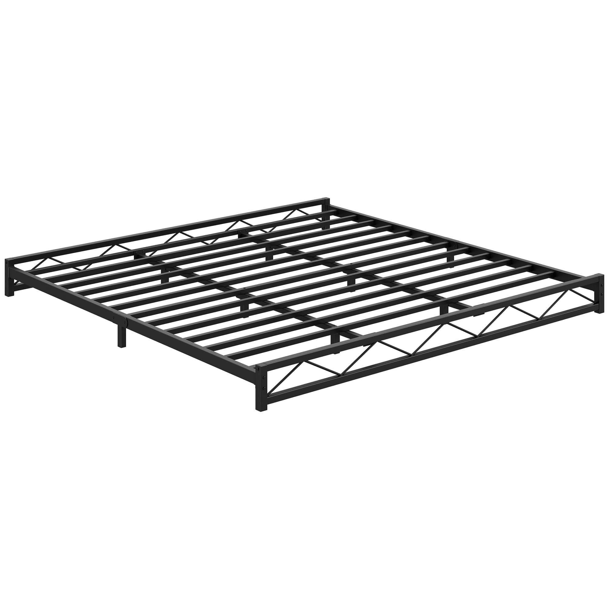 Homhougo - 6-Inch King Metal Platform Bed Frame, Black Wavy Pattern, Steel Slats - Black King