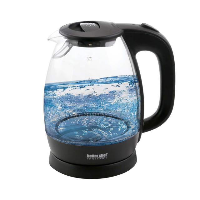 Better Chef - 1.7L Cordless Electric Glass Tea Kettle - Black