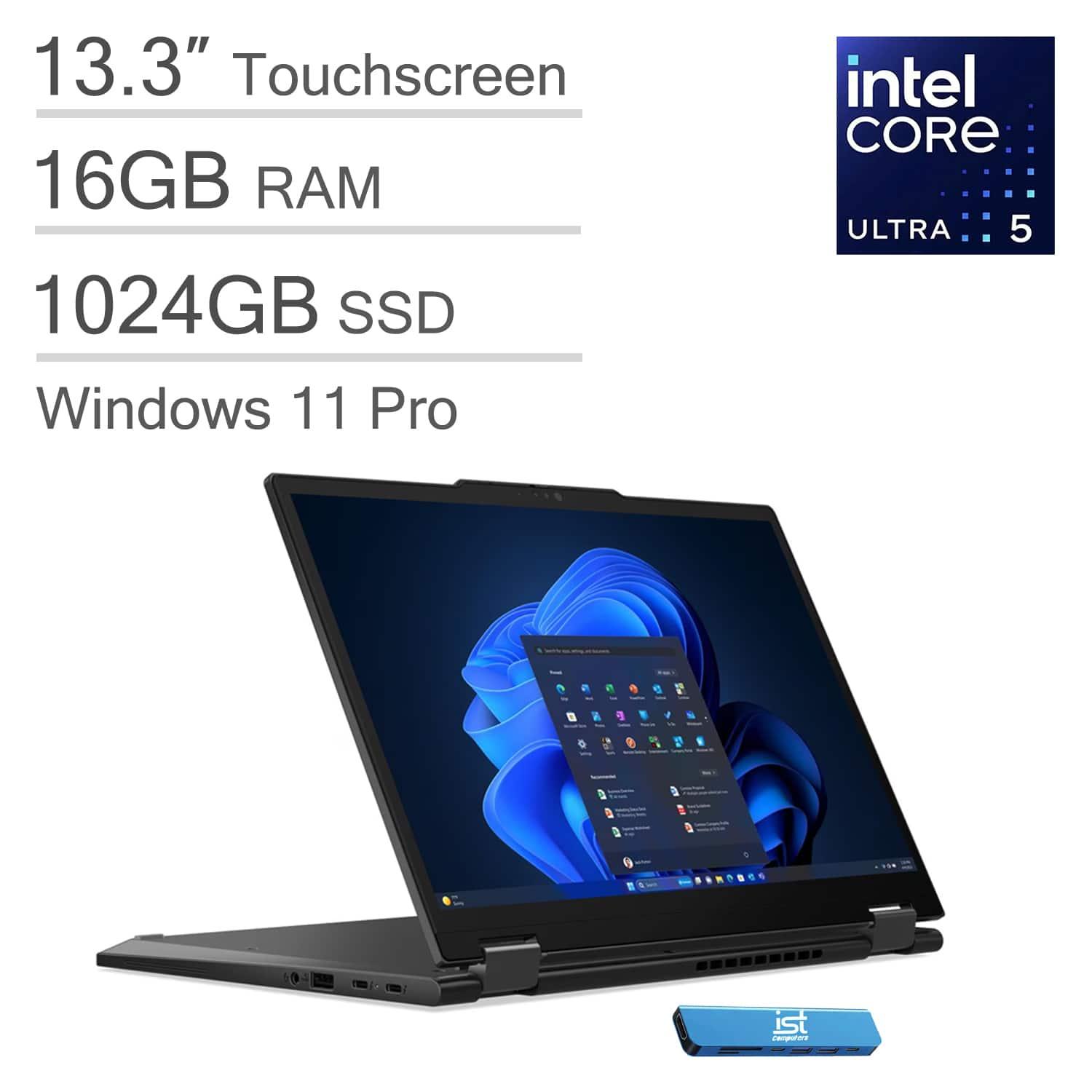 Lenovo - ThinkPad X13 Yoga Gen 5 2-in-1 13.3" WUXGA Touch Laptop - Core Ultra 5 - 16GB RAM - 1TB SSD -Thunderbolt - Win 11Pro - Black