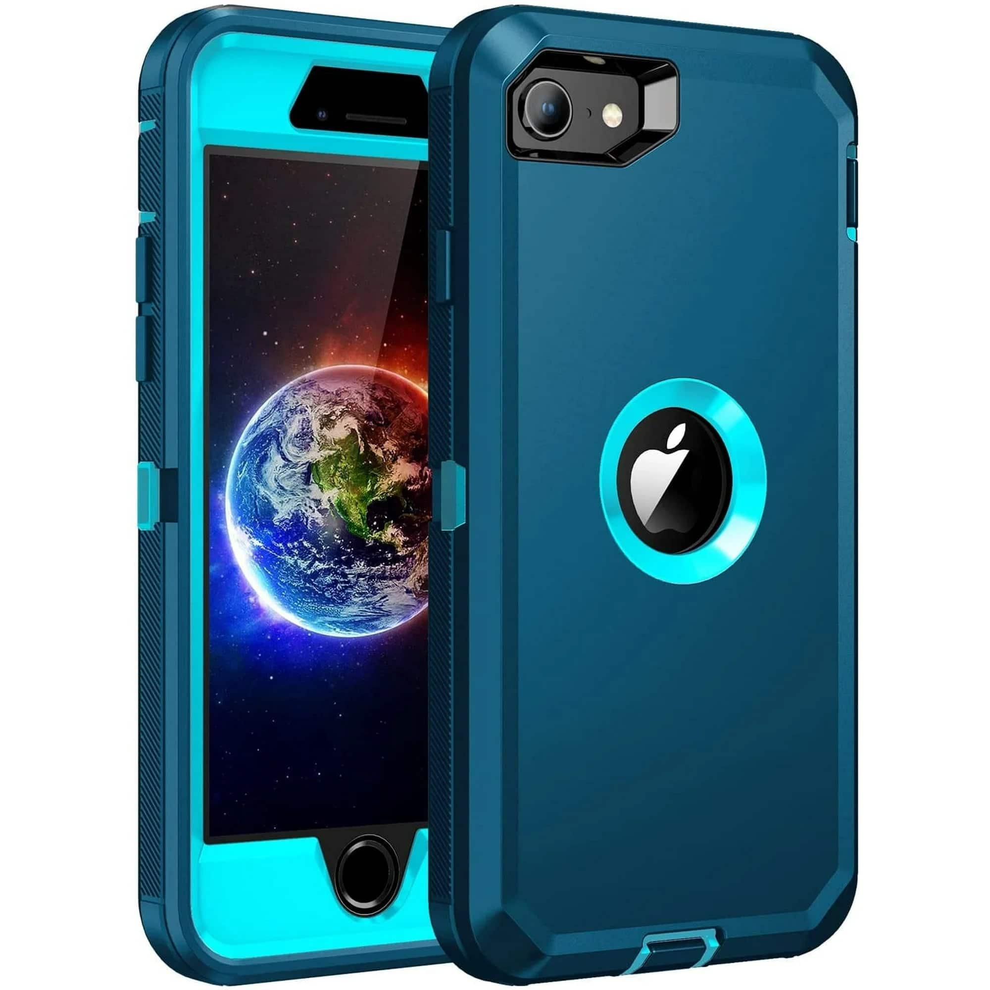 Entronix - Triple-Layer Heavy Duty Case for iPhone 8, 7, and SE - Ultimate Protection - Teal