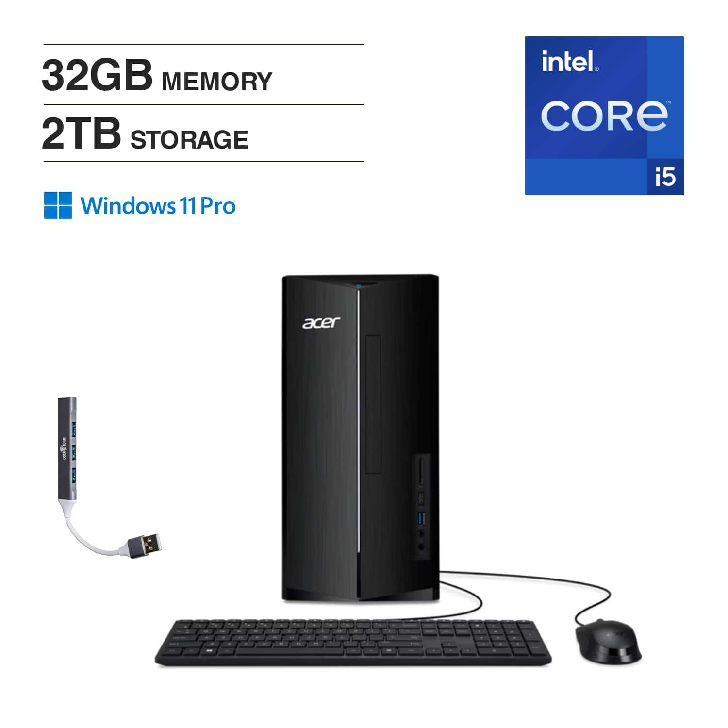Acer - Aspire Desktop (i5-14400, 32GB, 2TB SSD, UHD, Win 11 Pro ) - Black
