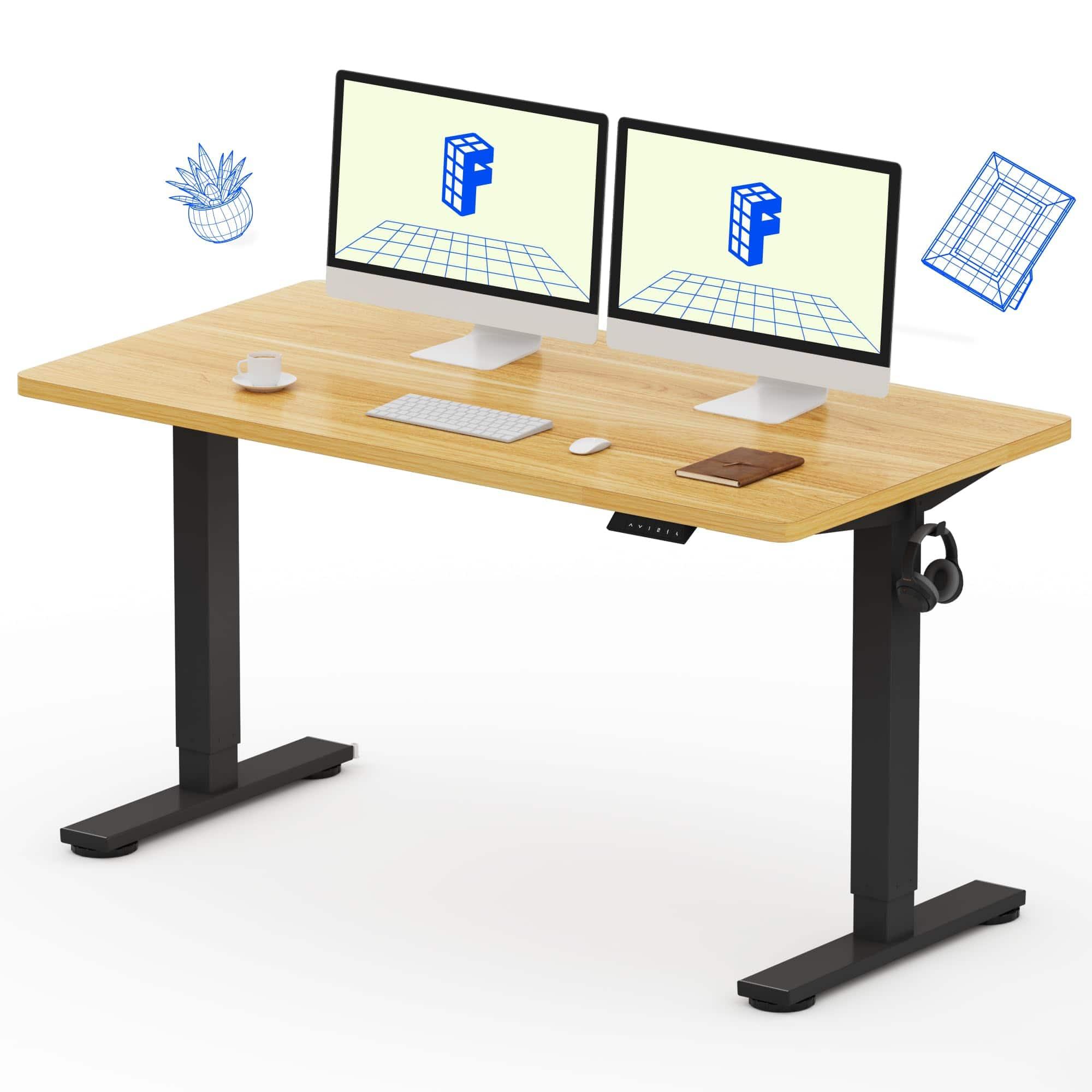 CovertSafe - Electric One-Piece Standing Desk 55x28 Height Adjustable Home Office - Maple 55x28"