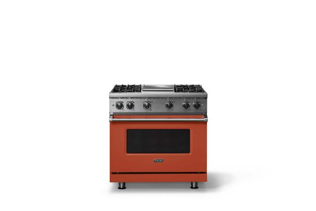 Viking - 5.1 Cu. Ft. 36"W Freestanding LP Gas Sealed 4 Burner Range with Griddle - Spiced Cider