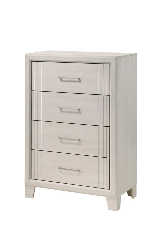 TinyHomie - 1pc Contemporary Four-Drawers Chest Bed Side Cabinet Wooden Furniture White/ Color - Beige