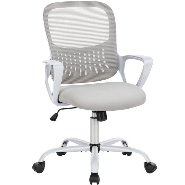 Aukfa - Ergonomic Mesh Executive Office Chair - Adjustable Mid-Back Swivel Chair with Lumbar Support & Armrests - Black