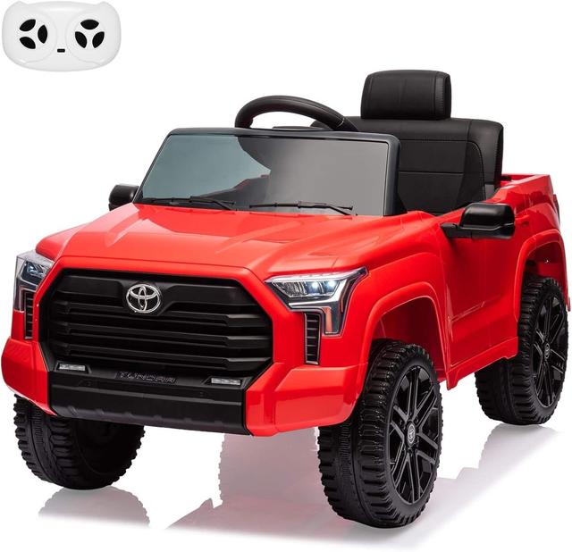 Homhougo - Licensed Toyota Kids Electric Ride On Truck with LED Lights, Music & Suspension - Red
