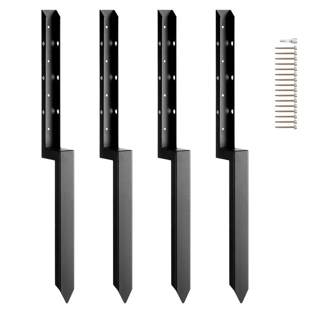 VEVOR - Fence Post Anchor Repair Kit, 4 Pack Inner Diameter 2 x2 Inches Heavy Duty Steel Fence Post Support Stakes - Black