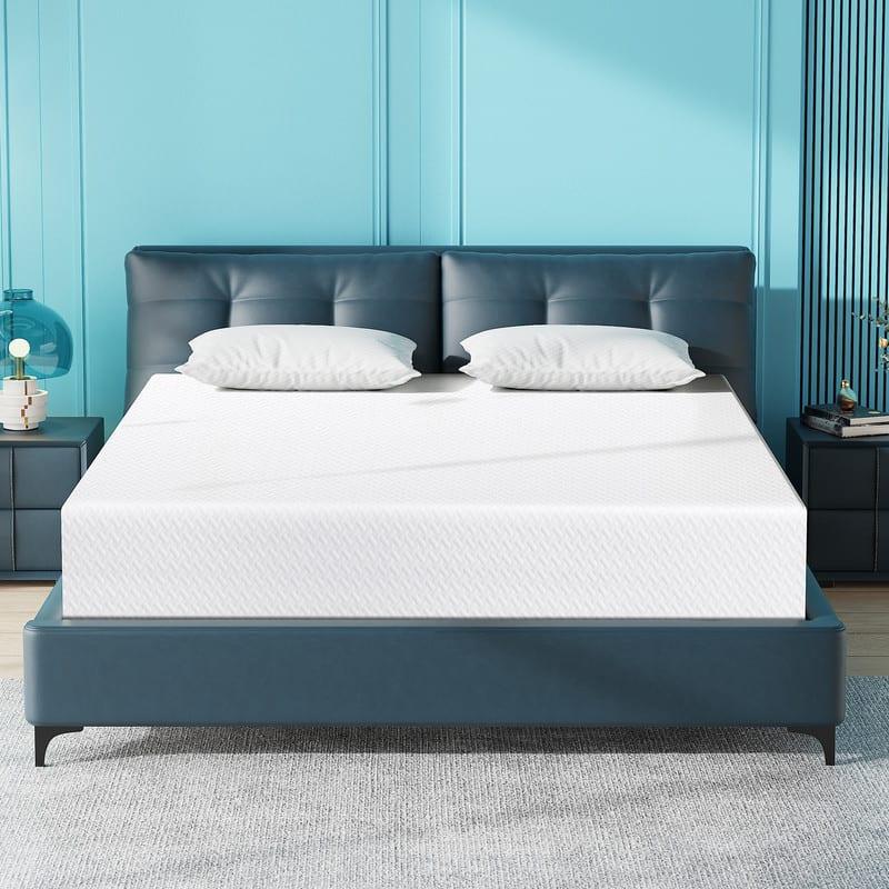Vipbear - 8 " Twin Size Extra Firm Memory Foam Mattresses with Tencel Cover, Premier Cooling Green Tea/Gel Bed Mattresses - White