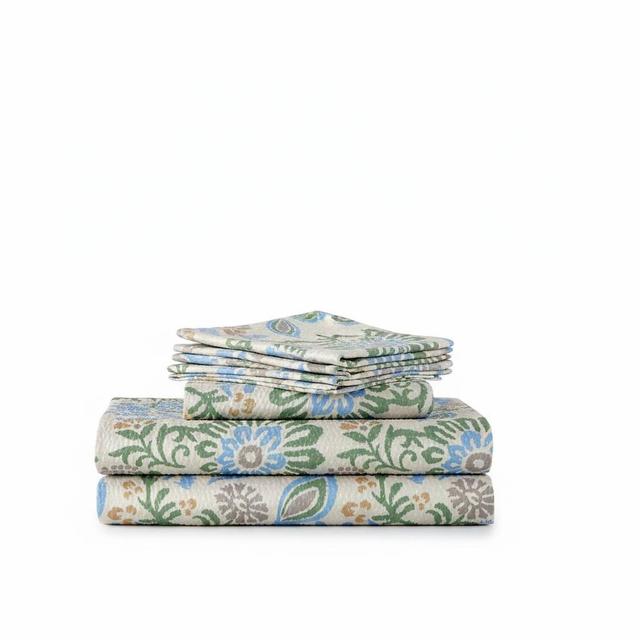 Shavel Home Products - Shavel 100% Polyester Luxury Seersucker Hampton Floral Sheet Set Queen - Multi