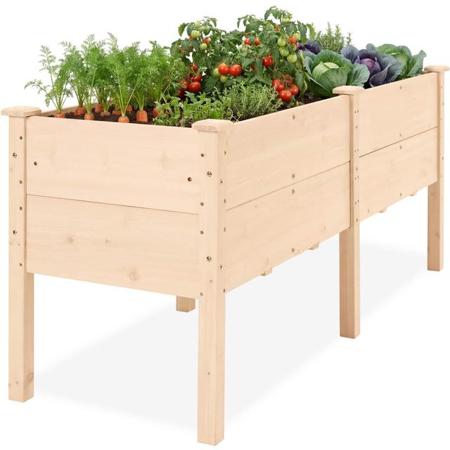 Best Choice Products - 72" x 24" x 30" Raised Garden Bed, Extra Deep 16" Depth, Elevated Wood Planter Stand - Natural