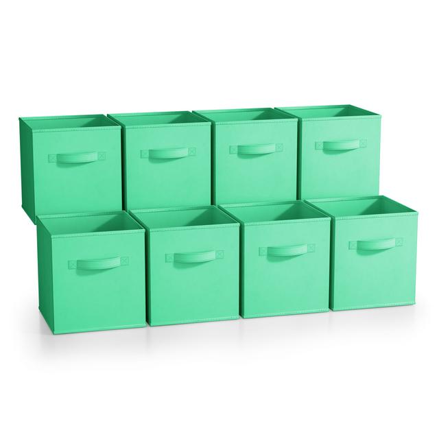 Sorbus - Fabric Storage Cubes - 8 Foldable Storage Bins for Organizing Pantry, Cubbies, Toy Box - Clothes Storage - Teal