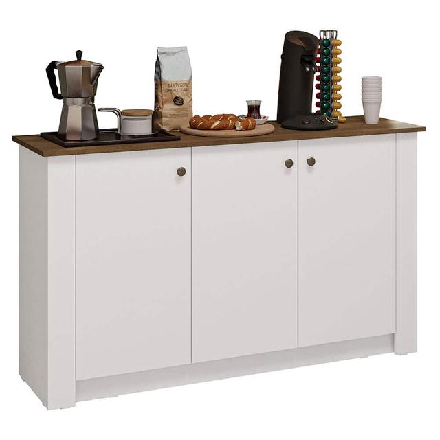 Madesa - Coffee Bar Cabinet with 3 Doors Storage Unit for Organizing Coffee Makers, Supplies, and Snacks – - White