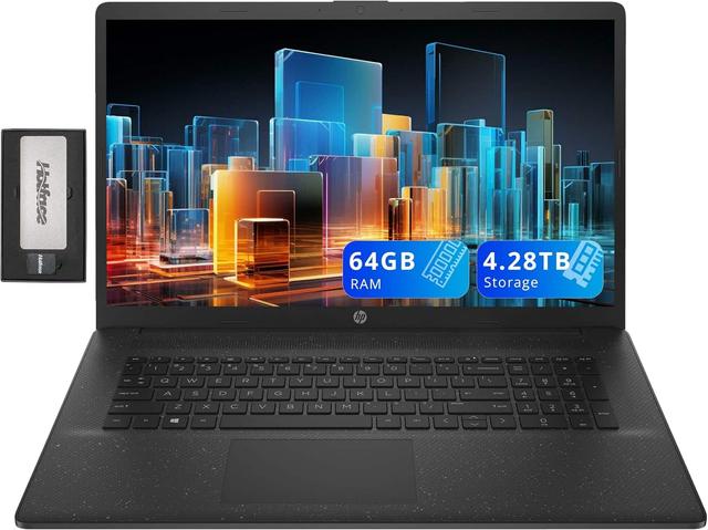 HP - 17.3" HD+ Business Laptop, Intel i5-1334U, 64GB RAM, 4TB SSD, Intel Iris Xe Graphics,Win 11,288GB Docking Station Set - Black