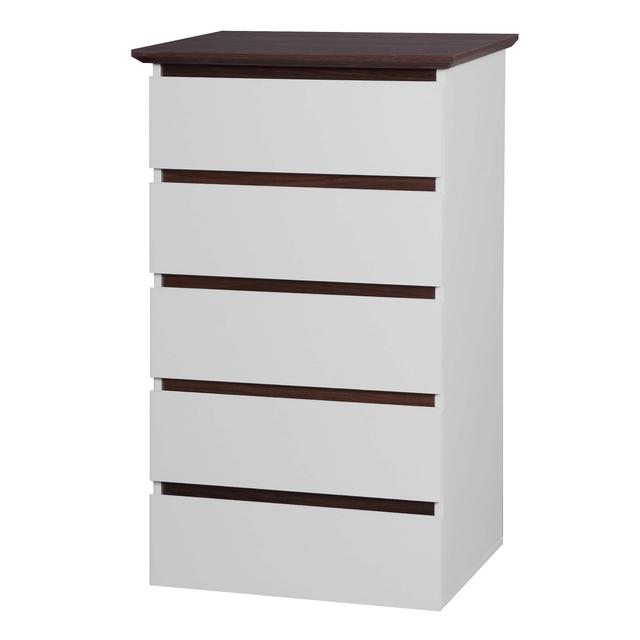 Spaco - Walnut Modern 5-Drawer Dresser, Storage Cabinet Chest Organizer, for Bedroom Closet, Living Room, Entryway - White